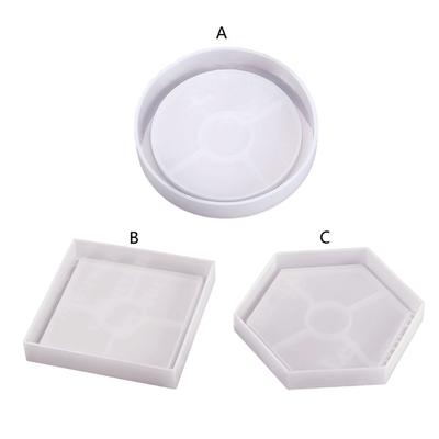 Diy Homemade Mold Coffee Coaster Round Square Hexagon for Creative Silicone Mold Crystal Drip Placemat Mold for Diy Craf