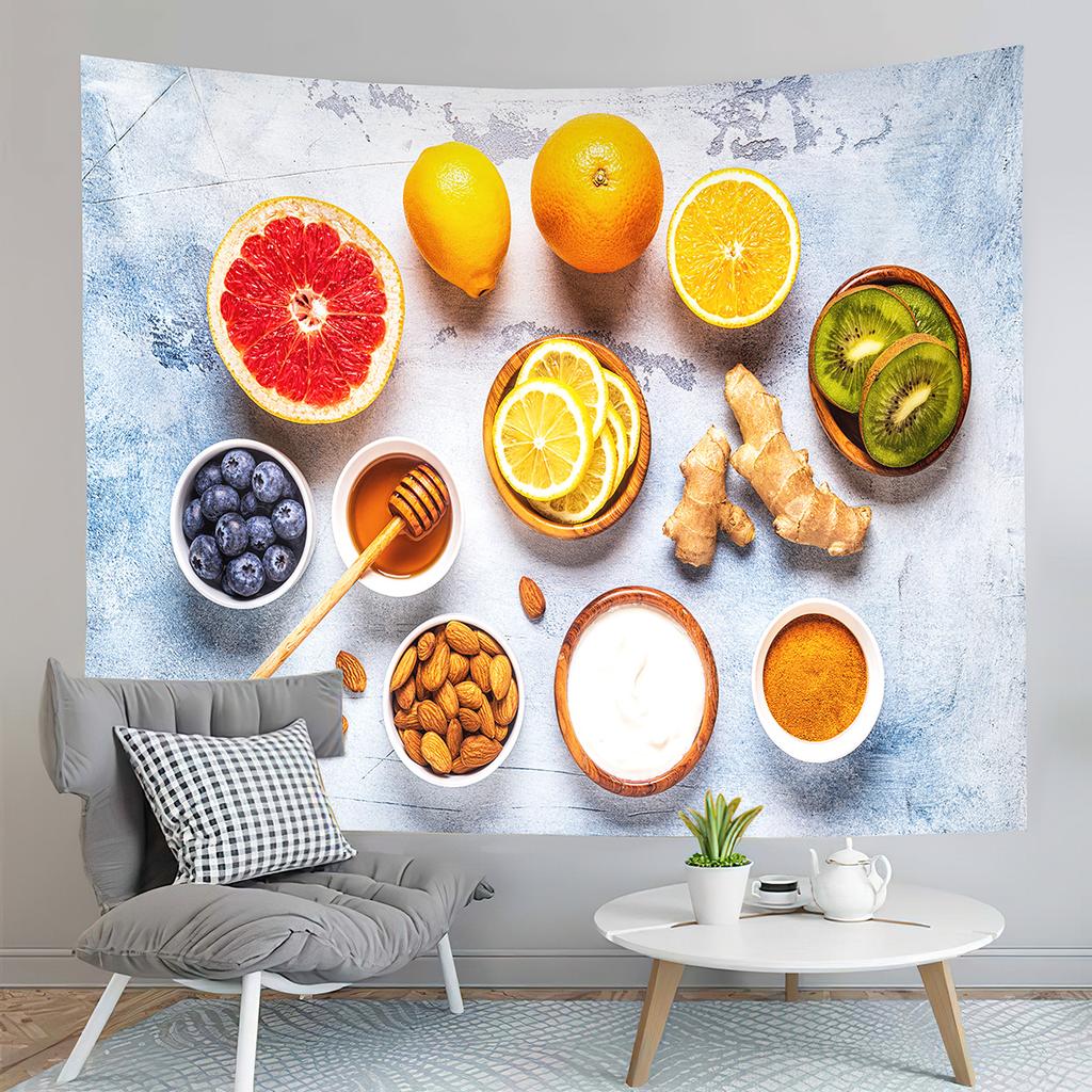 Fruit Party Tapestry Harvesting Season Tapestry Apple Strawberry Tapestry Home Living Room Bedroom Dorm Wall Hanging Blanket