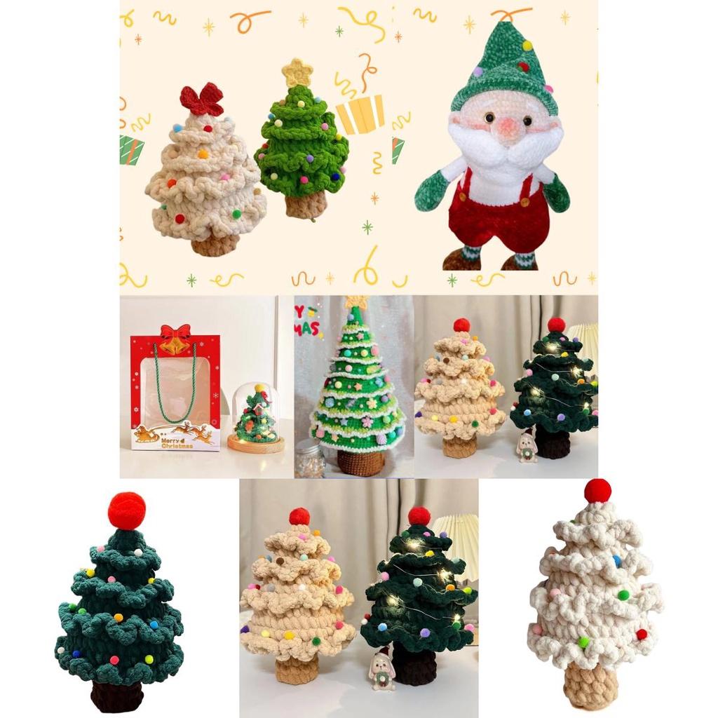 Handgemachtes DIY Strickmaterial-Set für Weihnachtsbaum mit Weihnachtsmann Perfektes Geschenk für Weihnachtsfeier