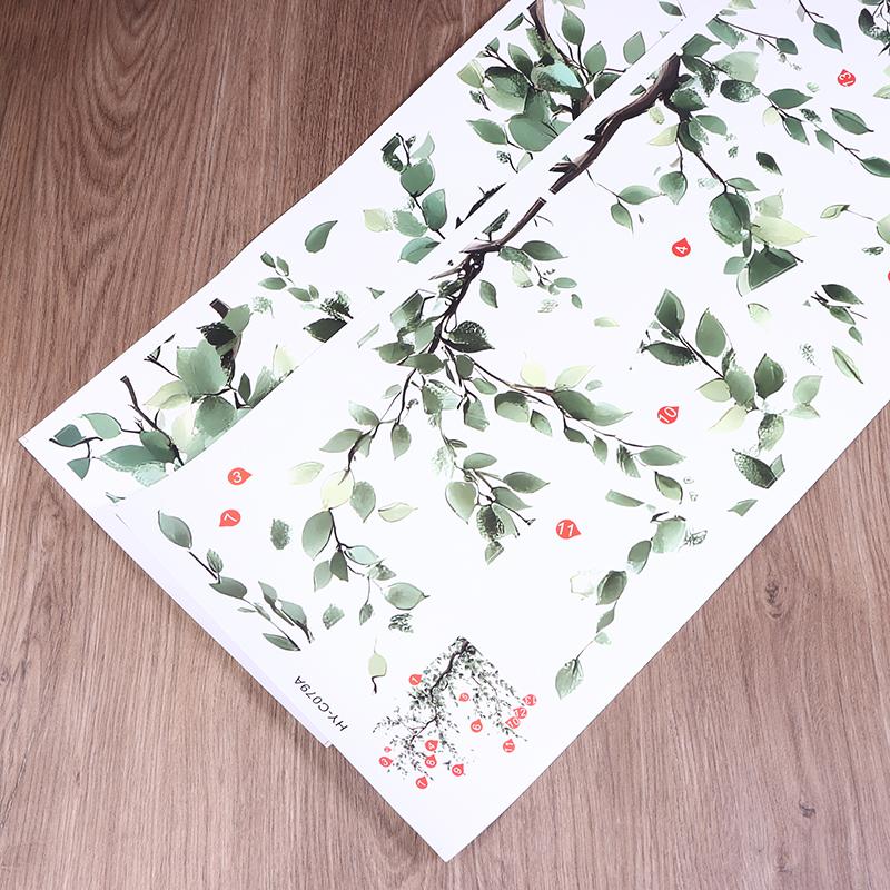 2Pcs/Set Removable Self Adhesive Stickers Tree Branches Leaves Birds Wall Stickers Bedroom Living Room Decoration Accessories