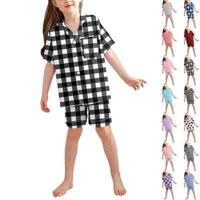 Children Pajamas Fashion Two-Piece Shirt Shorts Set Soft Holiday Casual Clothing Set