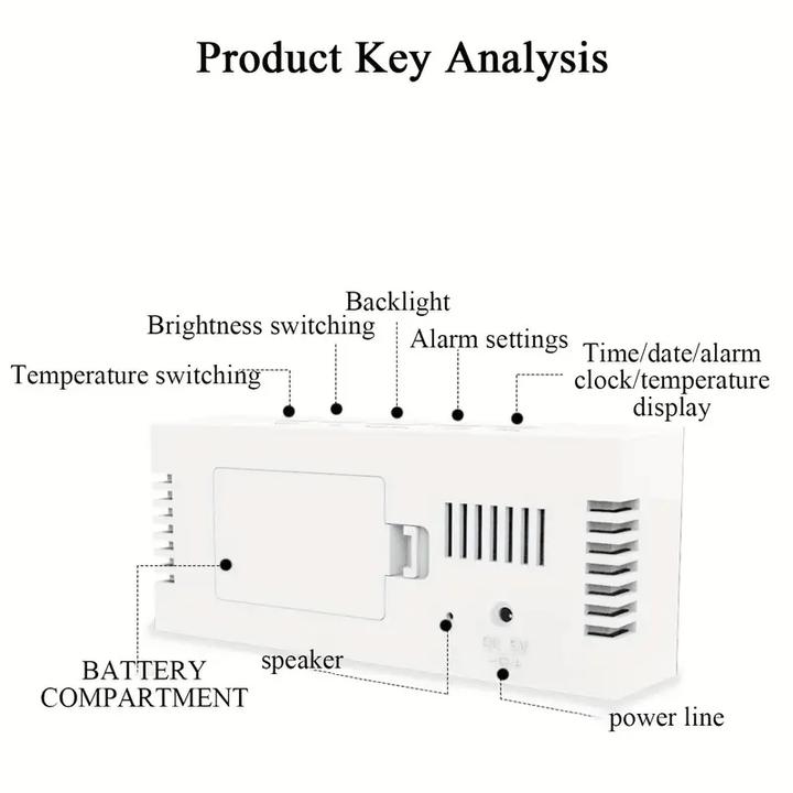 Desktop Clock Pendulum Digital Electronic Time Display Small Ornament Multifunctional Snooze Alarm Clock