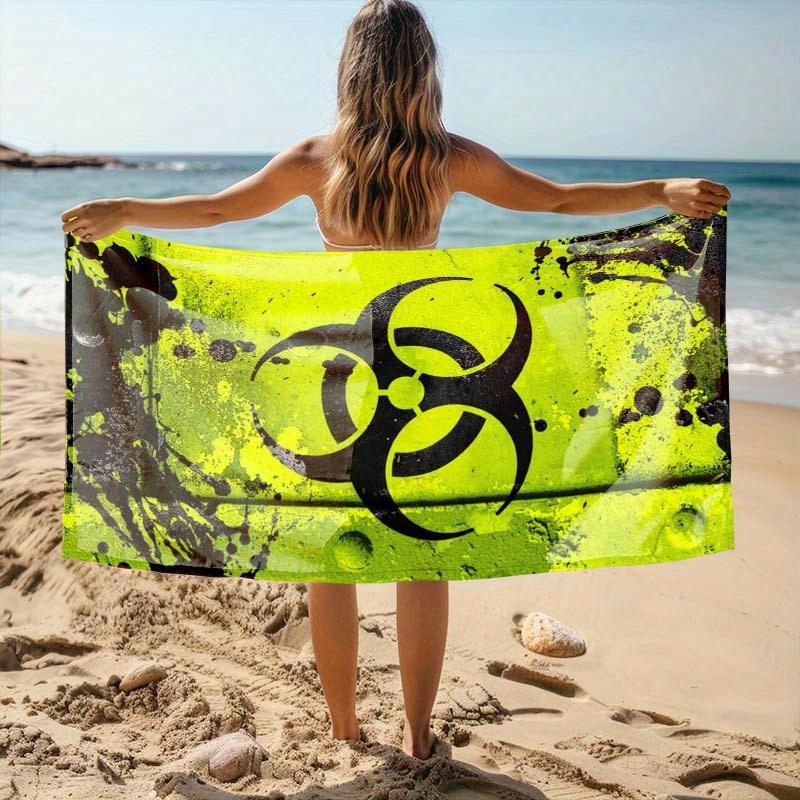 1pc Biohazard Print Beach Towel Polyester Quick Dry Lightweight Soft Towel for Swimming Surfing Camping Travel