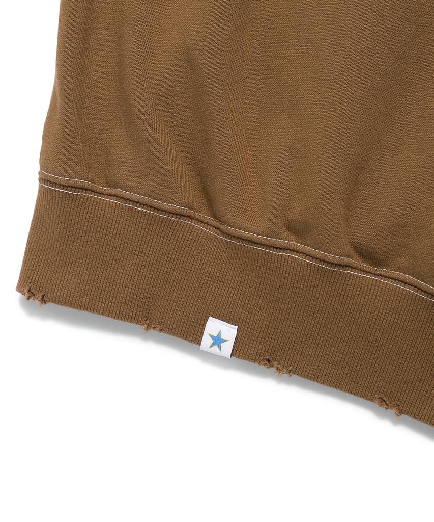 Cavish Damaged Applique Zip Up Hoodie Brown(Cv2Efum481A)