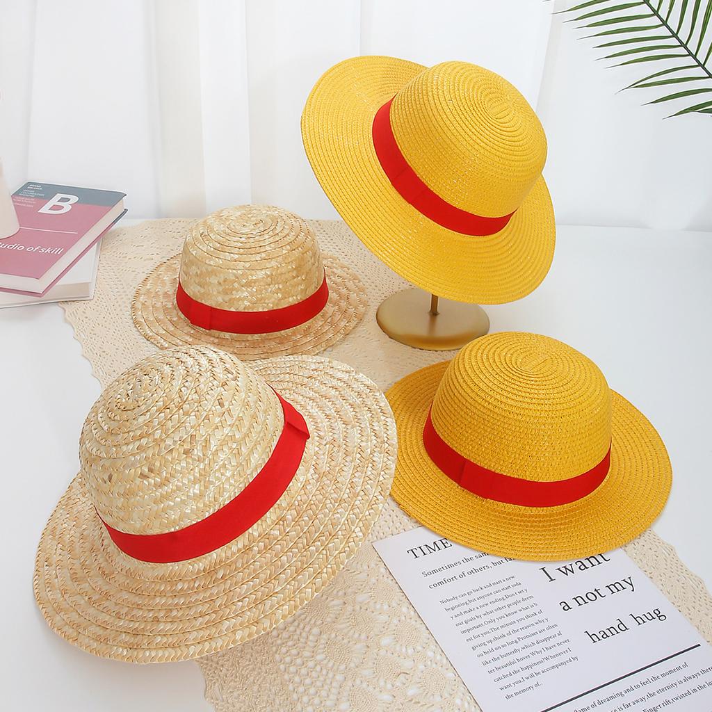 One Piece Luffy Straw Hat COSPALY Anime Dress Up Adult Woven Sun Protection Hat Show Hat Summer Hat