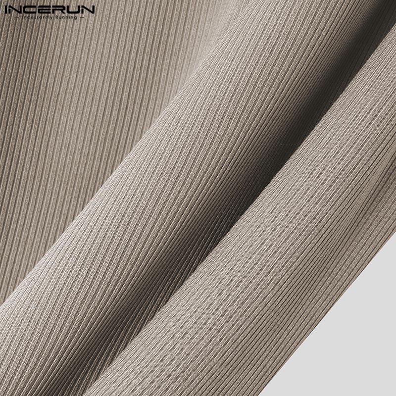 INCERUN Summer Men O Neck Zip-up Sleeveless Rib Sport Casual Fitted Tank Tops