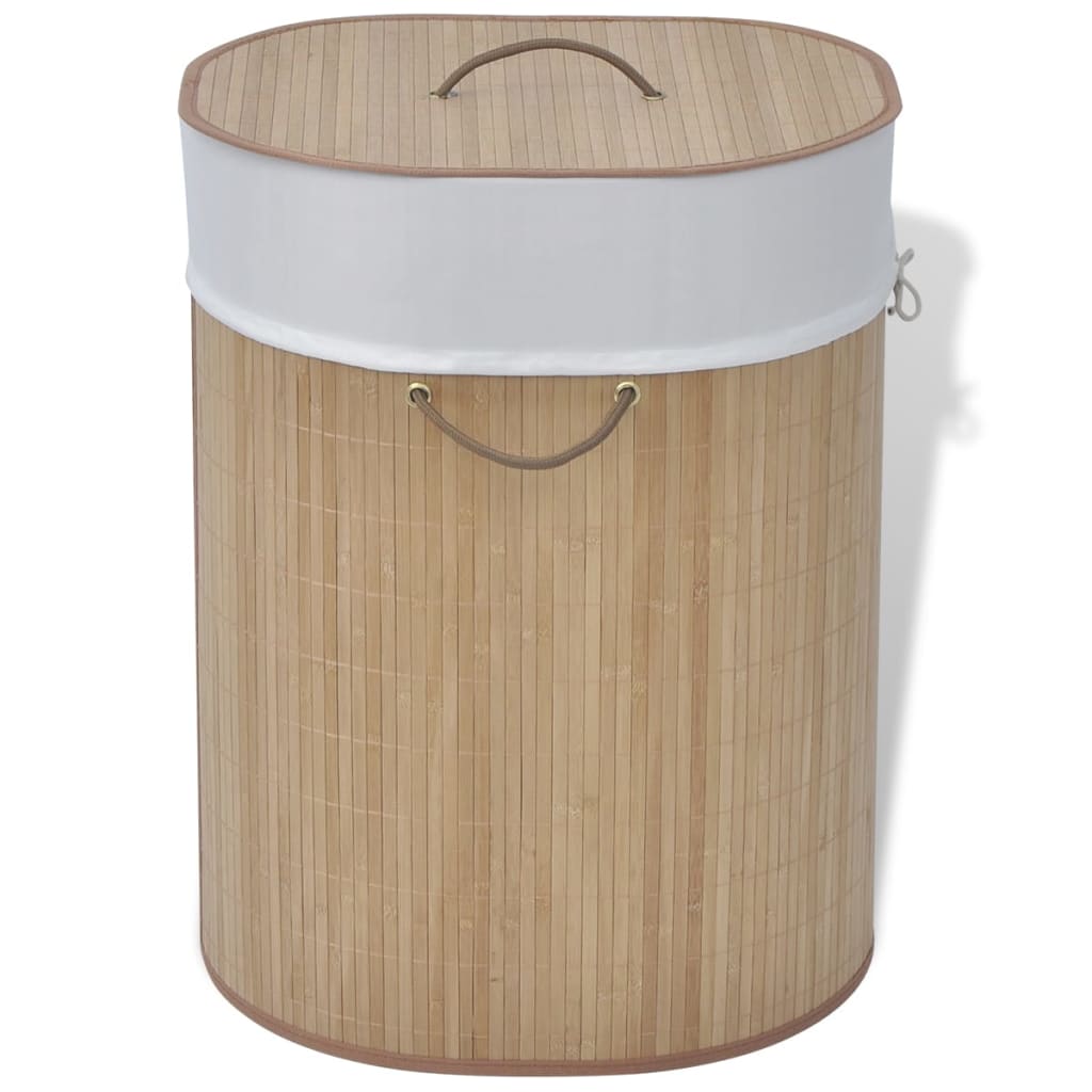 Bambus Wäschekorb Oval Naturfarbe