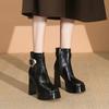 2025 Fall Winter New French Heels Side Zipper Skinny Square Toe Boots Feminine Booties