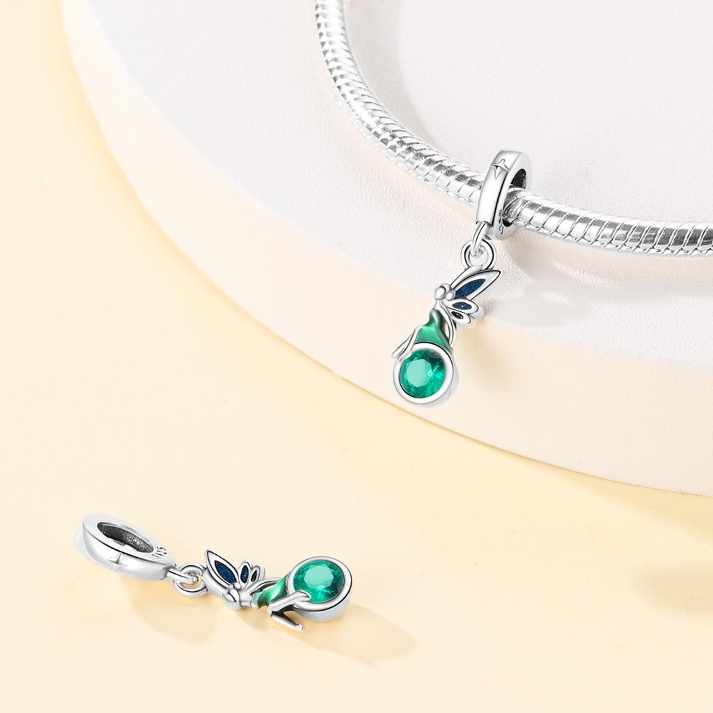 Original Copper Charms Luxury Green Fairy Butterfly Pendant Beads Fit Bracelet Diy Women Making Delicate Gift