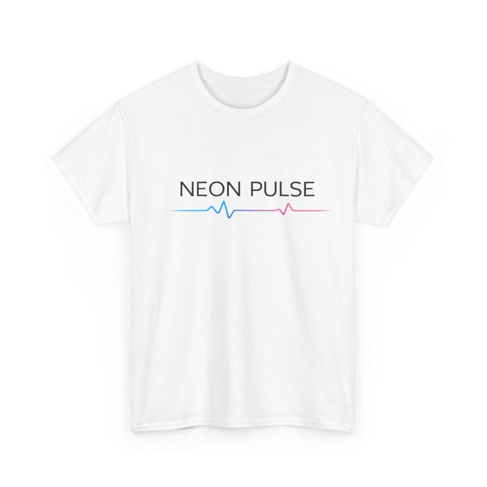 Neon Pulse heartbeat graphic Tee | White cotton T-shirt L