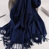 Solid Color Cashmere Scarf With Tassel Pashmina Fashion Custom Logo Women Shawl Wram Thicken Neck Protection190*32Cm
