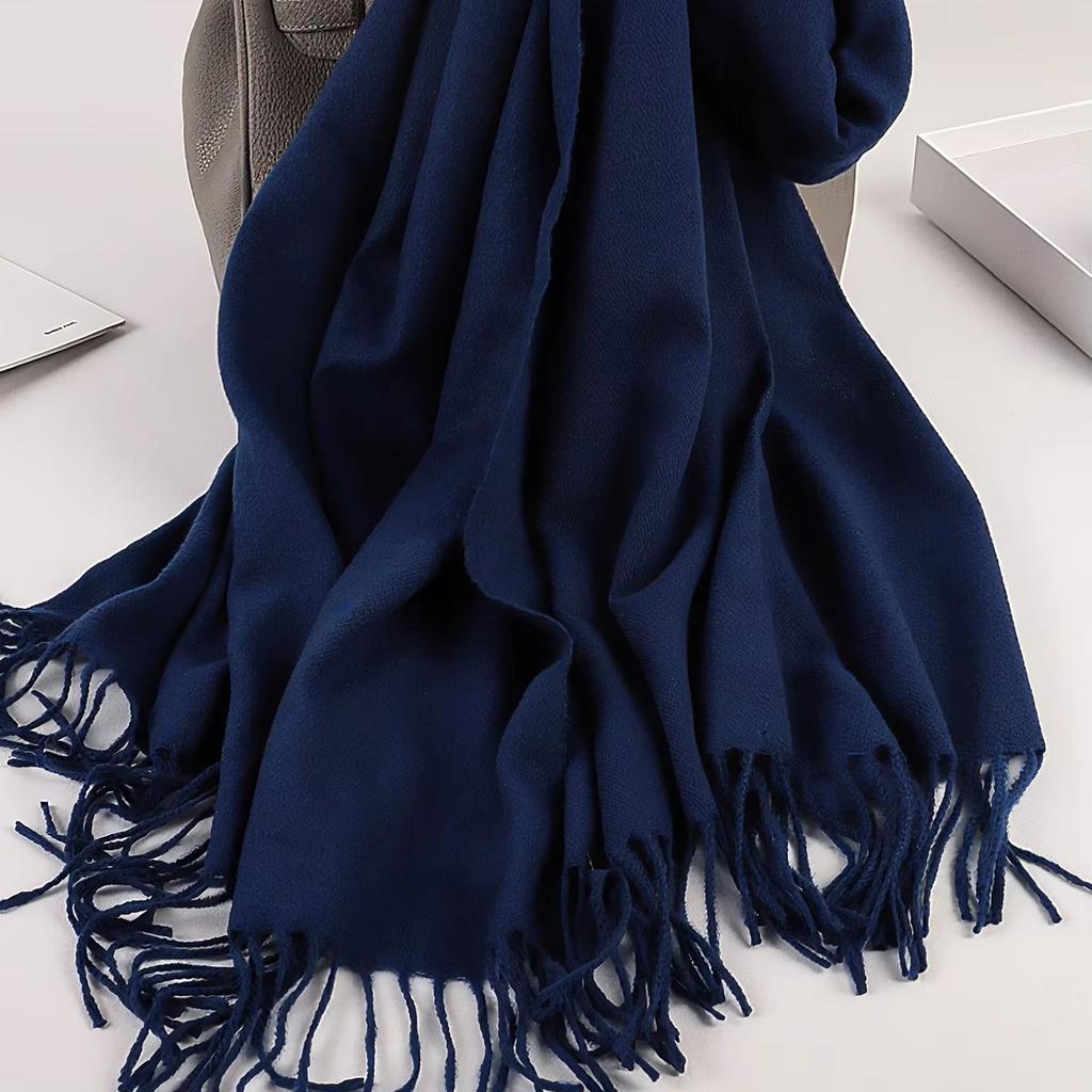 Solid Color Cashmere Scarf With Tassel Pashmina Fashion Custom Logo Women Shawl Wram Thicken Neck Protection190*32Cm