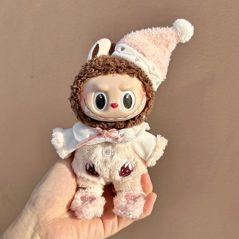 17cm Labubu Doll Clothes: Ice Cream Overalls - Cute Pendant Blind Box
