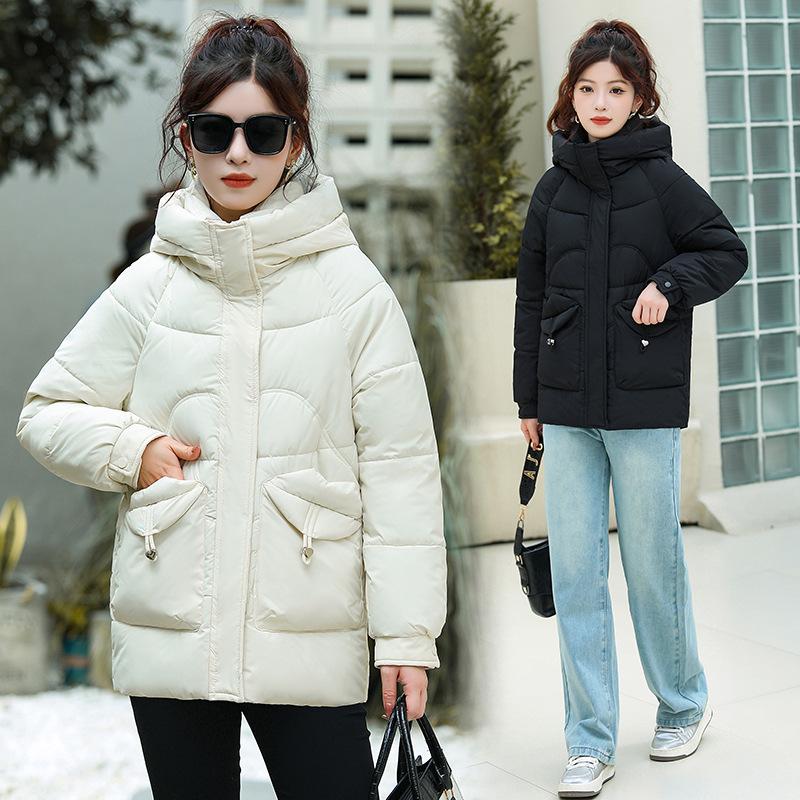 Long down cotton-padded clothes, female student bread clothes, loose and thickened cotton-padded clothes, leave-in women's cotton-padded jackets.
