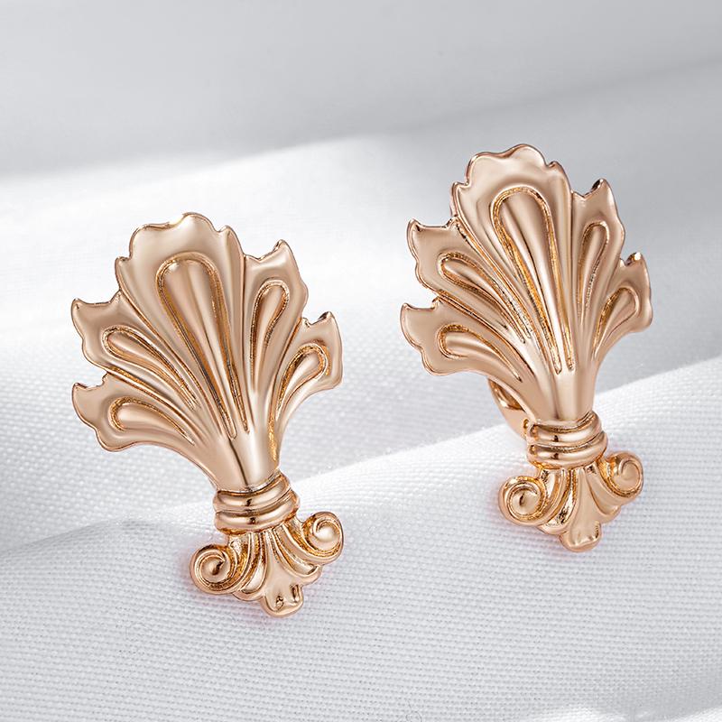 Fashion Glossy Dangle Earrings For Women Rose Gold Color Simple Ethnic Pattern High Quality Daily Fine Jewelry