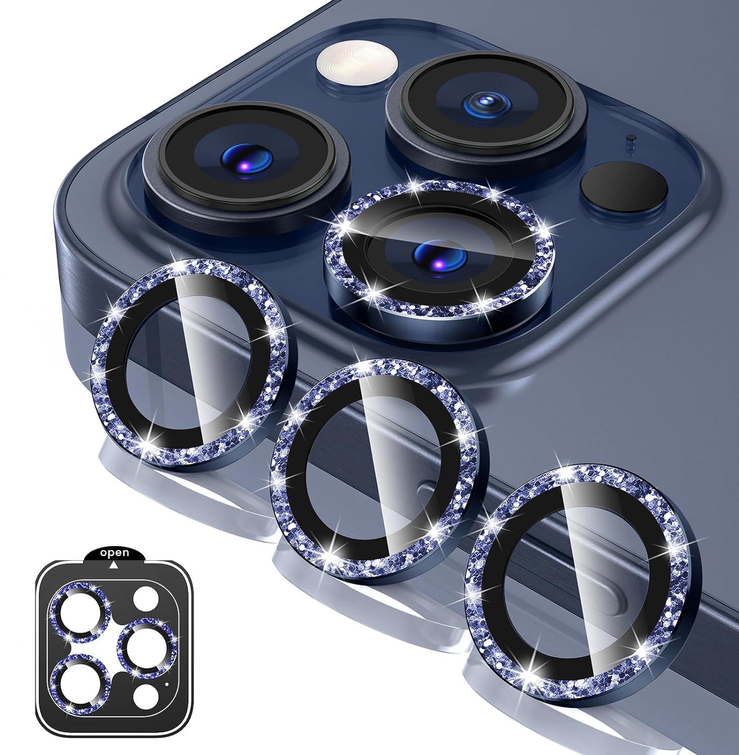 

Блестящая защитная пленка для объектива камеры, чехол из закаленного стекла для iPhone 15 Pro Max 14 Plus 13 Mini 12 11 15Pro 14Pro 13Pro 12Pro, защитные аксессуары для телефонов For iPhone 15 Pro синий