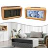 Digital Wooden Alarm Clock with LED Display Featuring Time and Temperature Customizable Alarm and Snooze for Bedroom or Desk
