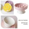 Ceramic Cat Slow Feeder, Raised Slow Feeder Cat Bowl, Anti Vomiting and Whisker Friendly Kitty Dish, Elevated Puppy Kitten Food Bowl