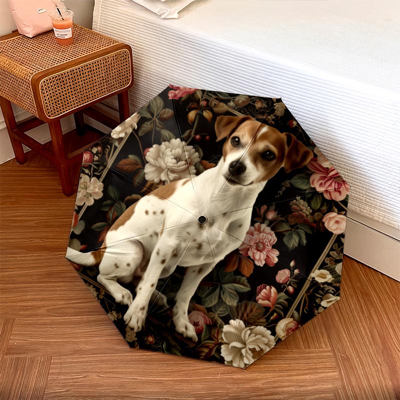 Dog pattern, automatic folding umbrella, portable and foldable design, 8 ribs, a Christmas or birthday gift.