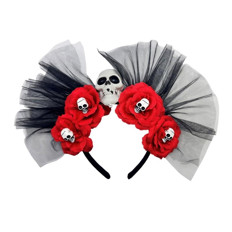 Головной убор День Мертвых Цветок-Череп Венок Повязка на голову Хэллоуин Праздник Пяти мая Костюмы для женщин Подарки красный