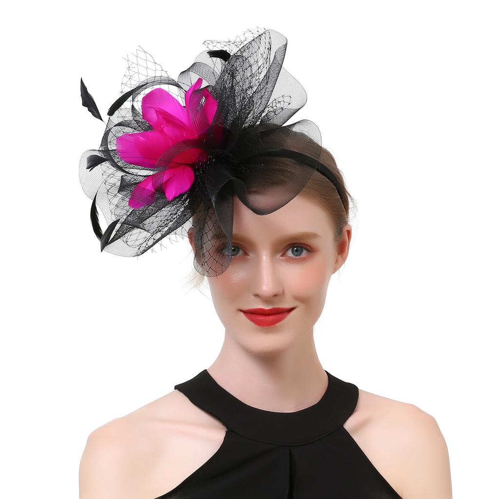 Ladies Mesh Wedding Party Fascinator Hat Headband Cocktail Hairband Headpiece for Formal Events Mesh Flower Decoration