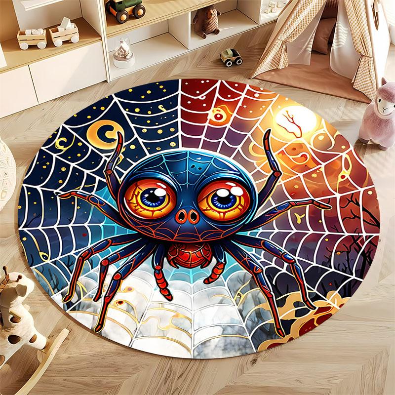 Colorful Spider Web Rug for Kids' Playroom Decor round carpet for home sofa bedroom, gift