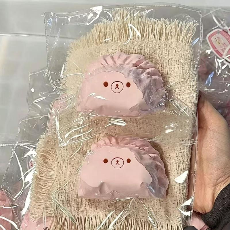 1Pcs Sesame Paste / Beetroot / Egg / Jelly Dumpling Bear Food Grade Silicone Stress Reliever Handcrafted Taba Squishy Toy