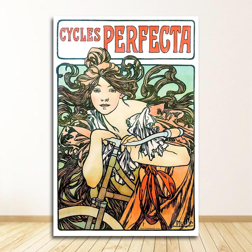 Vintage Room Decor Cloth Fabric Wall Poster Print Silk Fabric Custom Alphonse Mucha Poster Canvas Poster Art Home Decoration