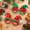 Decorative Elf Hat Eyewear Christmas Glasses with Sequin & Ears, Funny Party Reusable Photo Booth Prop for Kids Adults, Festive Holiday Costume