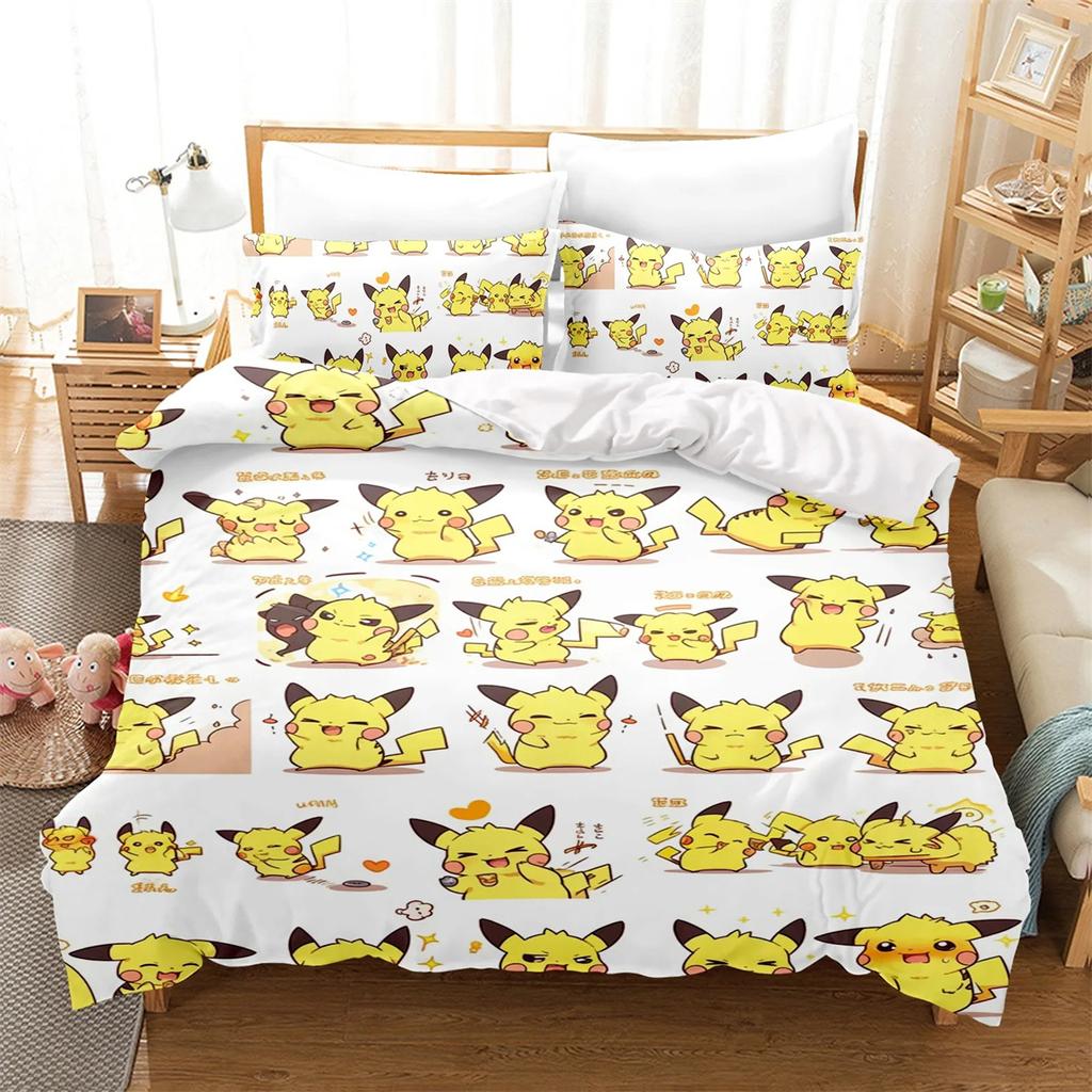 Pokemon 3D Pikachu Quilt Covers Anime Printed Bedding For Children Boys Girls Adults Kids Bedding Collection Holiday Gift