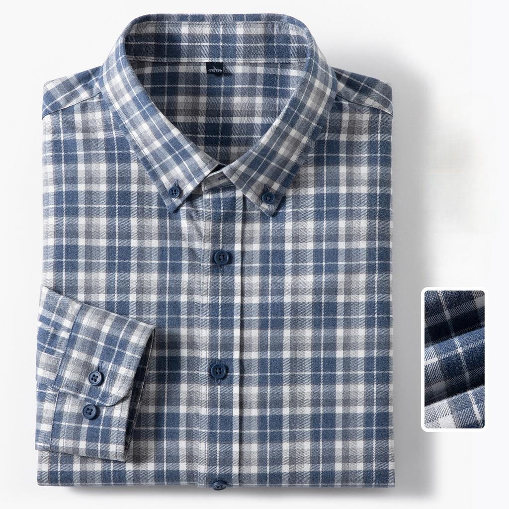 Hight quality 100%cotton brushed long sleeve shirts for men slim fit casual plain shirt soft plaid designer vintage clothes