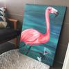 Nordic Posters and Prints Pink Flamingo Green Leaves Canvas Painting Wall Art Animal Pictures for Living Room Cuadros Home Decor