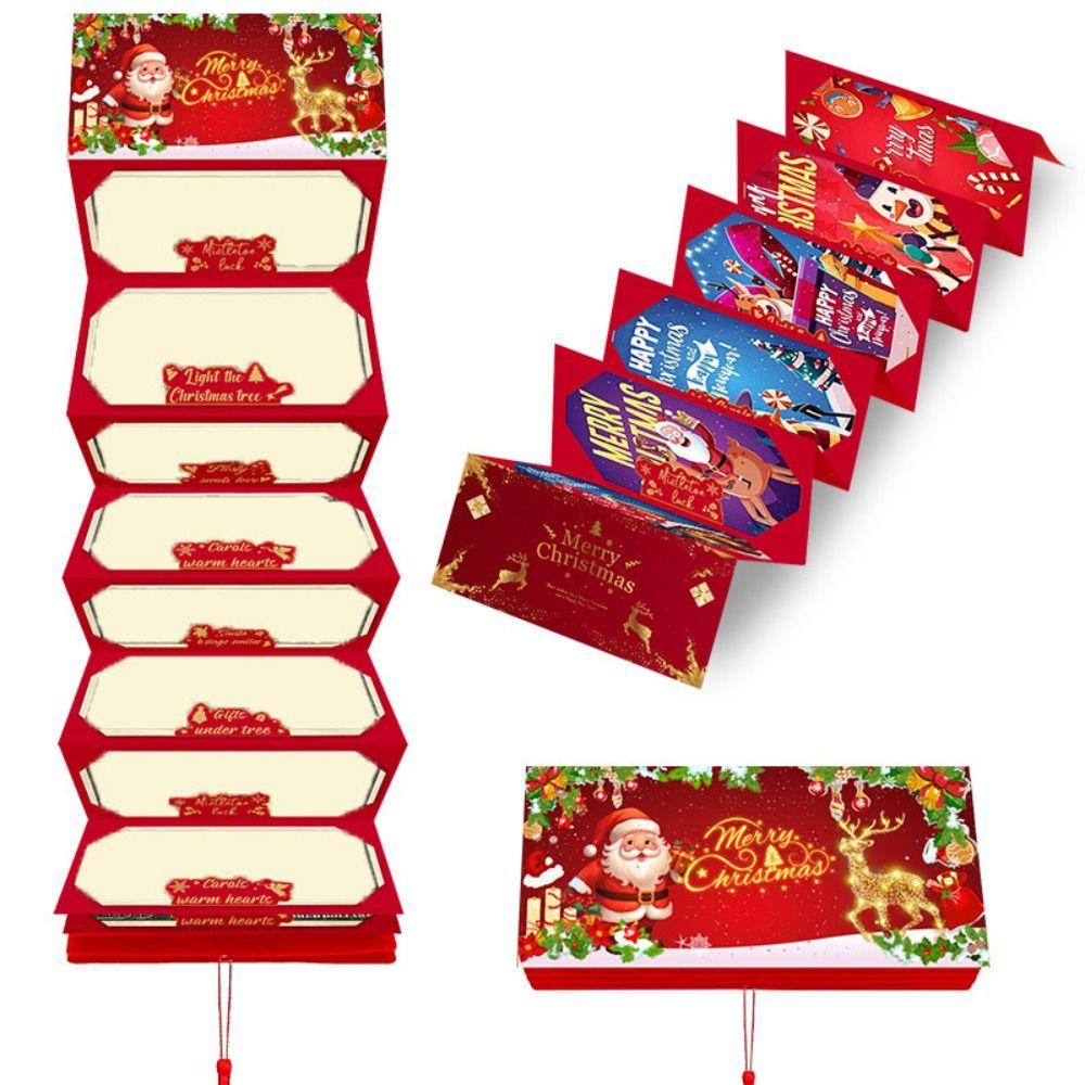 New Santa Claus Christmas Cash Gift Envelope Christmas Tree with 10 Slots Folding Banknote Card Christmas Red Envelope