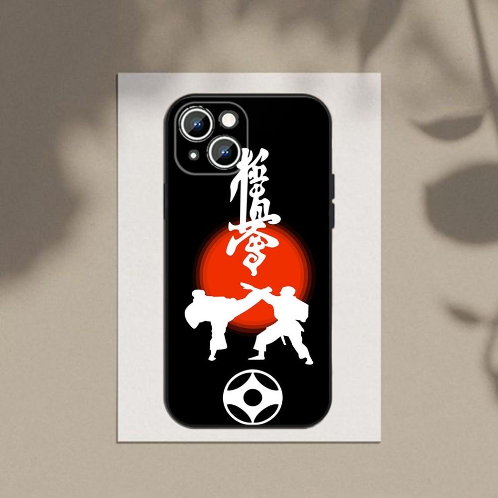 Kyokushin Karate Symbol Phone Case For Apple iPhone 15,14,13,12,11,XS,XR,X,8,7,Pro,Max,Plus,mini Silicone Black Cover