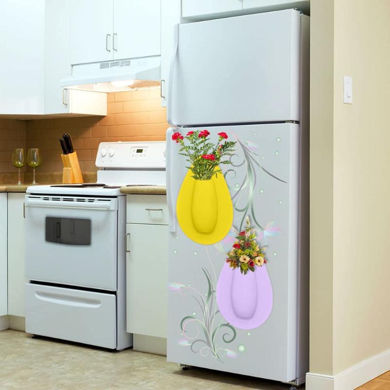 Silicone Flower Vase Self Adhesion Hydroponics Planter Sticker Wall for Glass Wall Window Party Wedding Festival Home