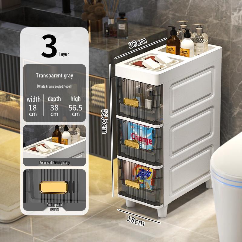 Waterproof Ultra-Narrow Storage Cabinet for Bathroom, Kitchen, and Refrigerator Gaps