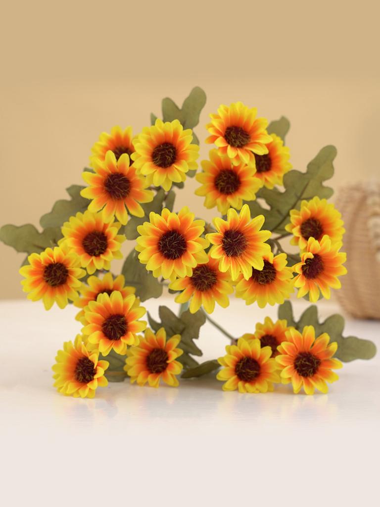 21 Heads Artificial Flower Autumn Silk Daisy Bouquet Decor Vase Home Wedding Decor Household Products Holiday DIY Gift Box Cheap