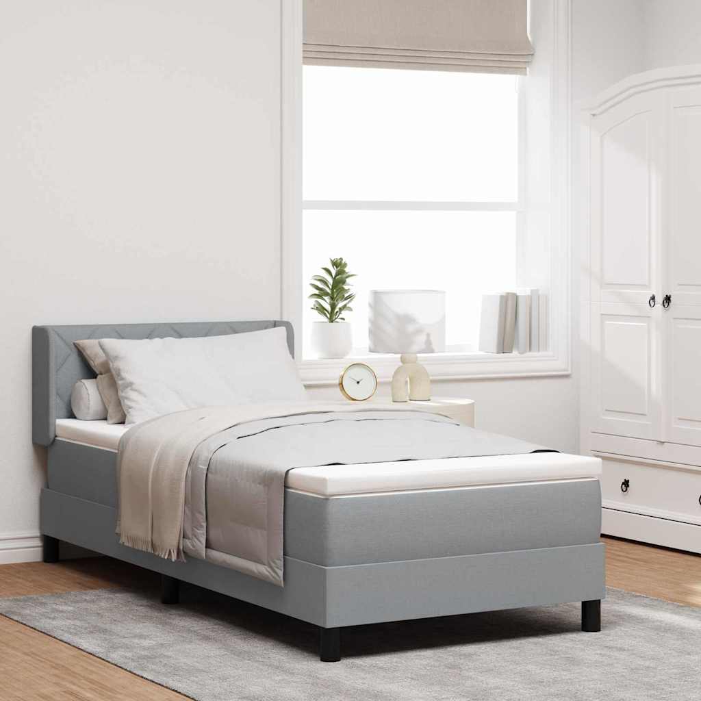 Box Spring Bed with Headboard Light Gray 200 x 100 cm Fabric