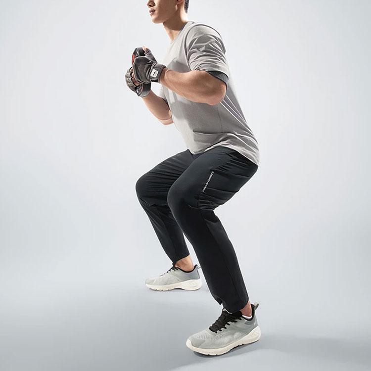 Li Ning Fitness Series Solid Color Straight Leg Ice Feel Moisture Wicking Knitted Sports Pants Men Bottoms Dark-Blue AKYU413-9