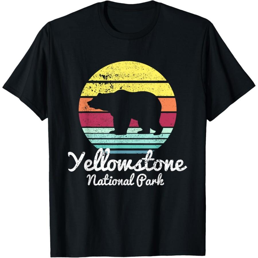 

Vintage Retro Yellowstone National Park Wyoming Bear T Shirt T-Shirt XXXXXL чёрный
