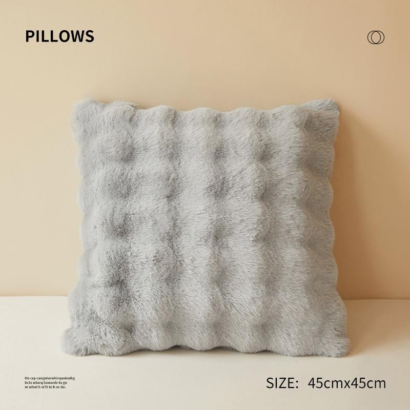 1pcs Faux Fur Solid Color 3D Soft Warm Plush Throw Pillow Covers For Living Room Sofa Bedroom Home Room Decor