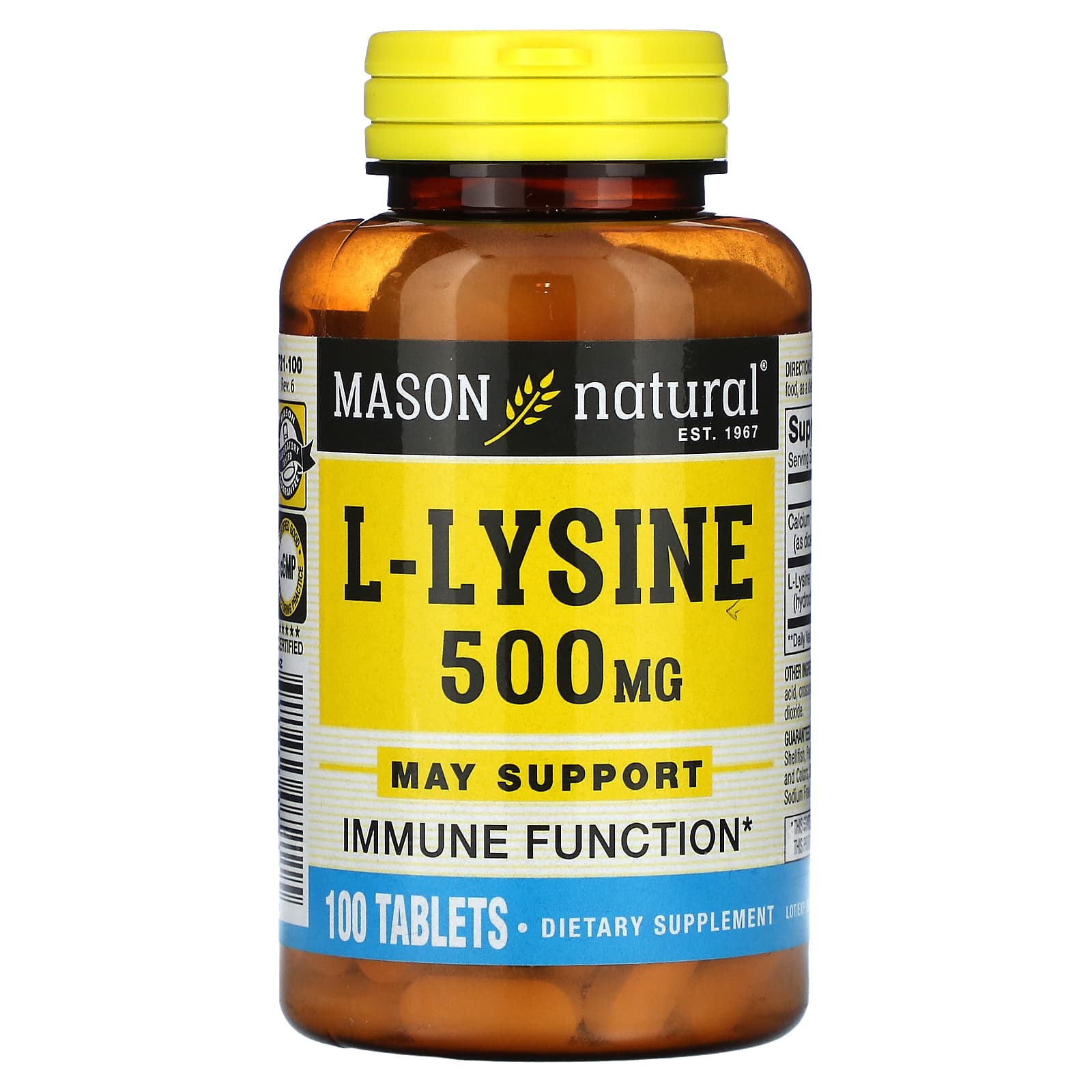 

L-Lysine, 500Mg, 100 Tablets