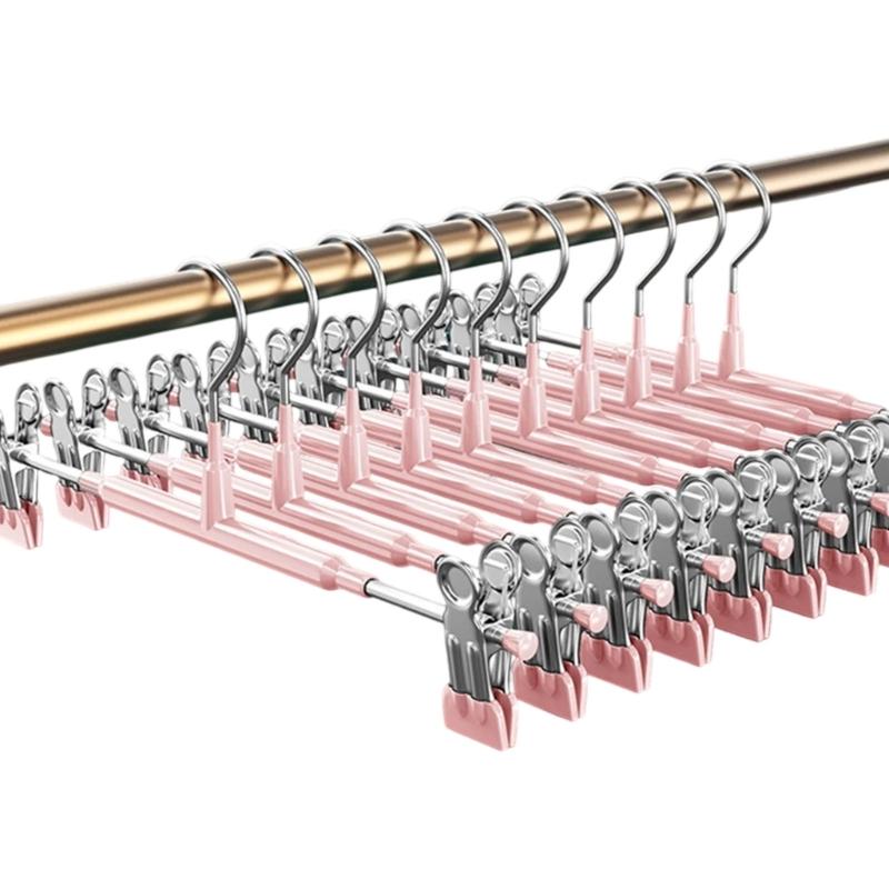 Reinforced Expandable Heavy Duty Pant Hangers With No Marking Clips Durable Garment Hook For Wardrobes Storage