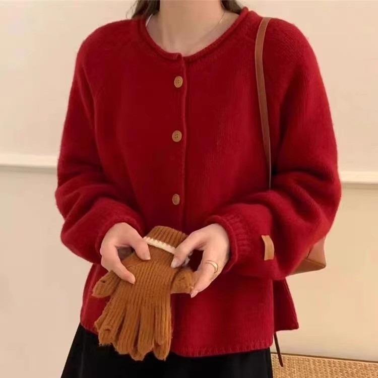 Women's Knitted Cardigan Coats Autumn Winter Solid Long-sleeved Single-breasted Casual Oversized Sweater Jacket  for Youth Women