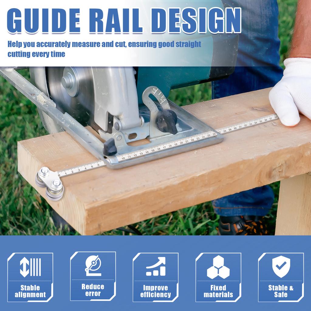 Adjustable Circular Saw Guide Rail Electric Positioning Caliper Stainless Steel Multi-Bearing For Accurate Wood Board Cuts