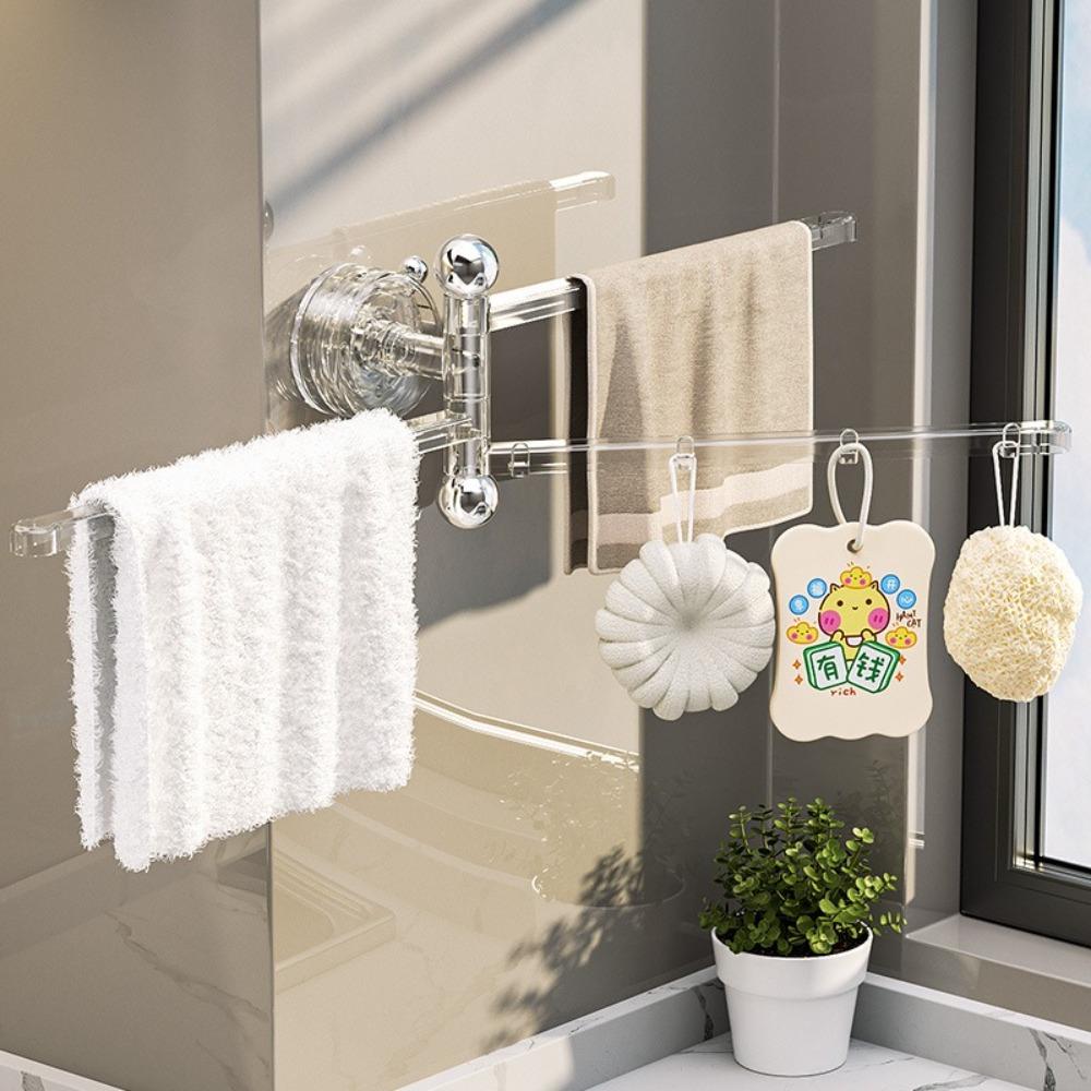 Multi-pole Bathroom Towel Pole Wall-mounted Clothes Hanger Storage Rack Suction Cup Towel Rack  Rag