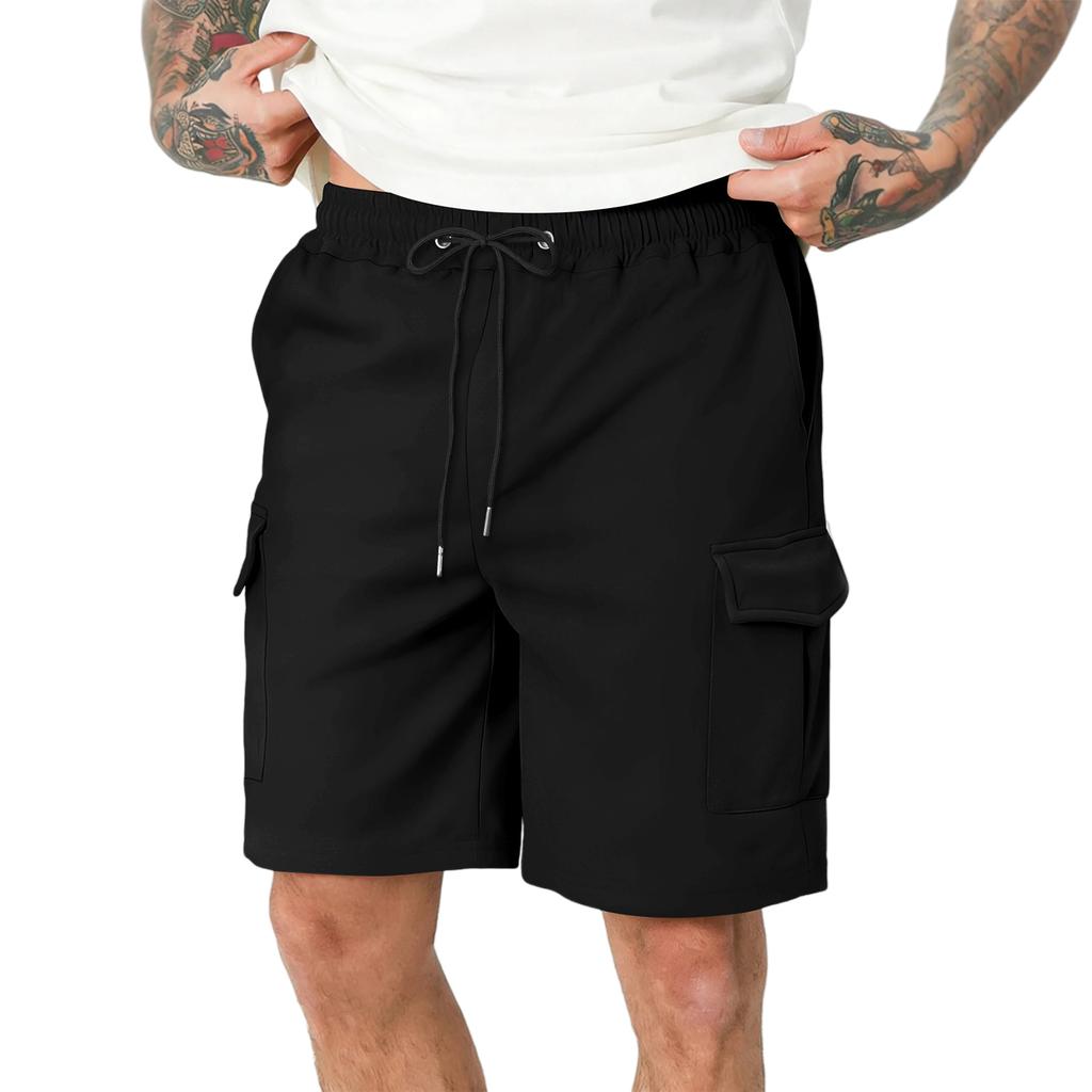 Men's Multi-pocket Cargo Shorts, Loose-fitting Casual Athletic Pants, Straight Leg, Five-point Pants