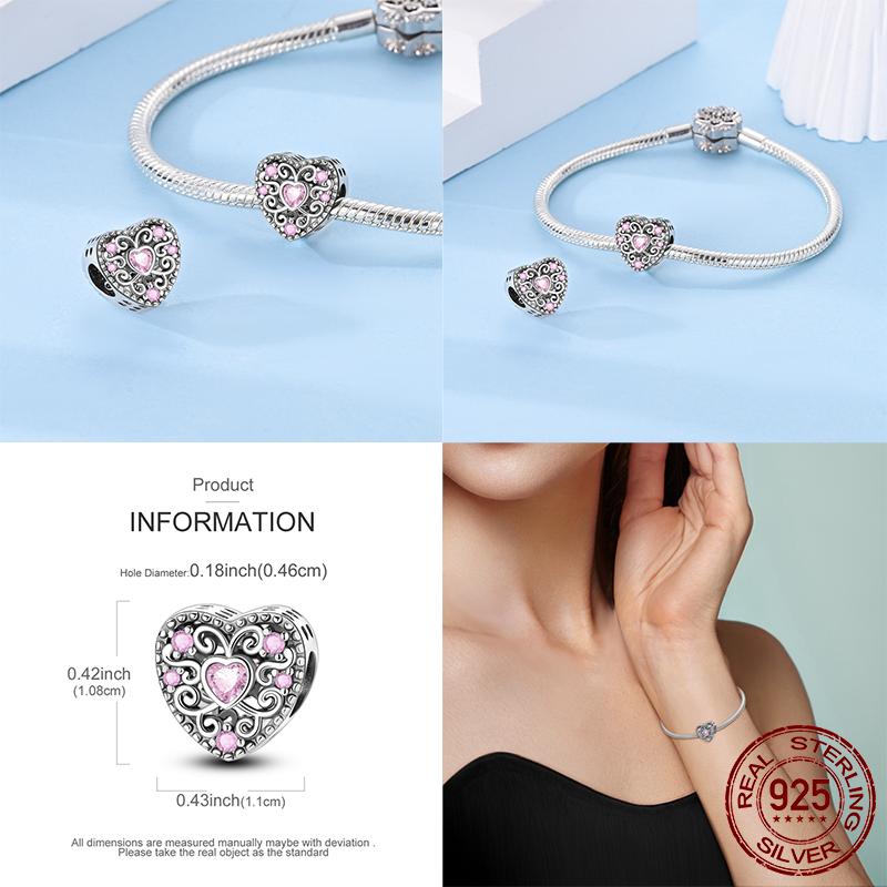 Original Copper Heart Love Beads Air Balloons Charm Bead Fit Bracelet Necklace Women Jewelry Gifts