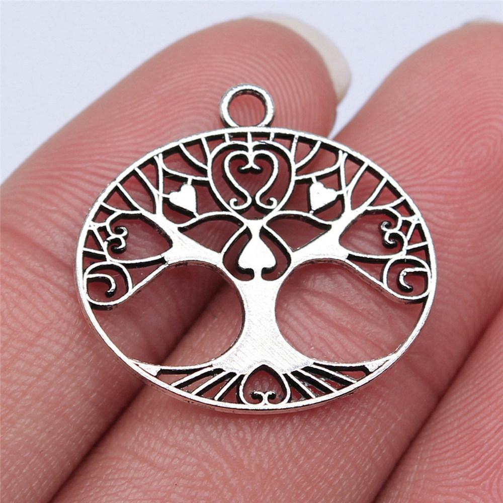 Charms Round Tree Of Life Pendants Vintage Jewelry Supplies QC109