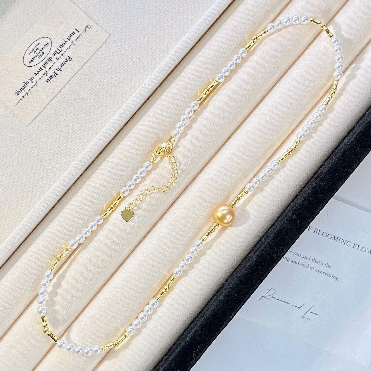 High Gloss High Quality Artificial Crystal Pearl Necklace Clavicle Chain